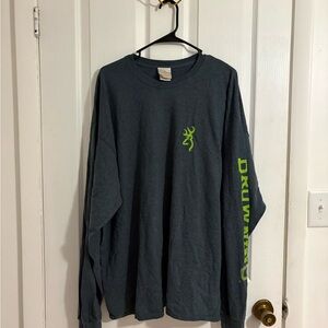 Browning Long Sleeve Tee in Charcoal with Neon Green Logo